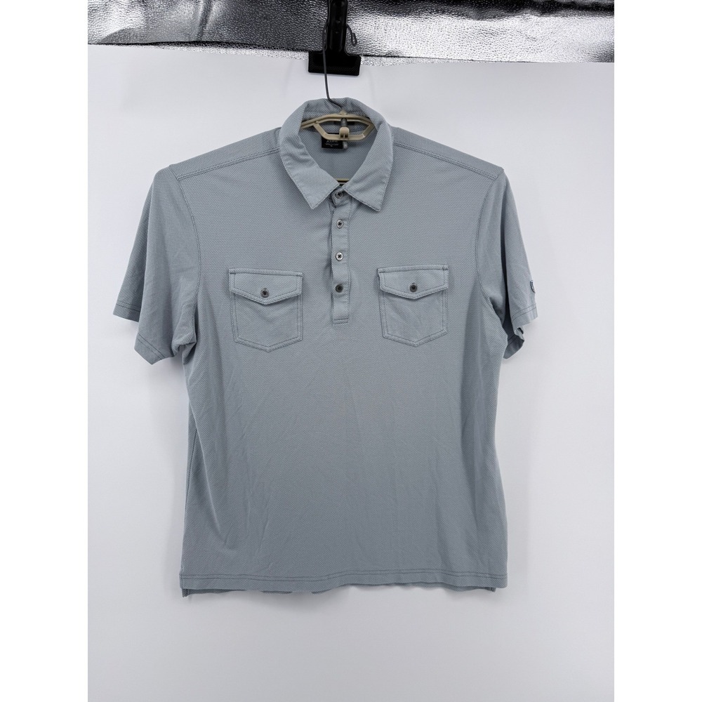 Kuhl Polo Shirt Mens Size L Gray Textured Short Sleeve Dual Chest Pockets - Picture 2 of 14